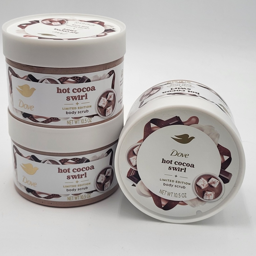 Lot‎ of 3 Dove Hot Cocoa Swirl Body Scrub 10.5oz. Limited Edition